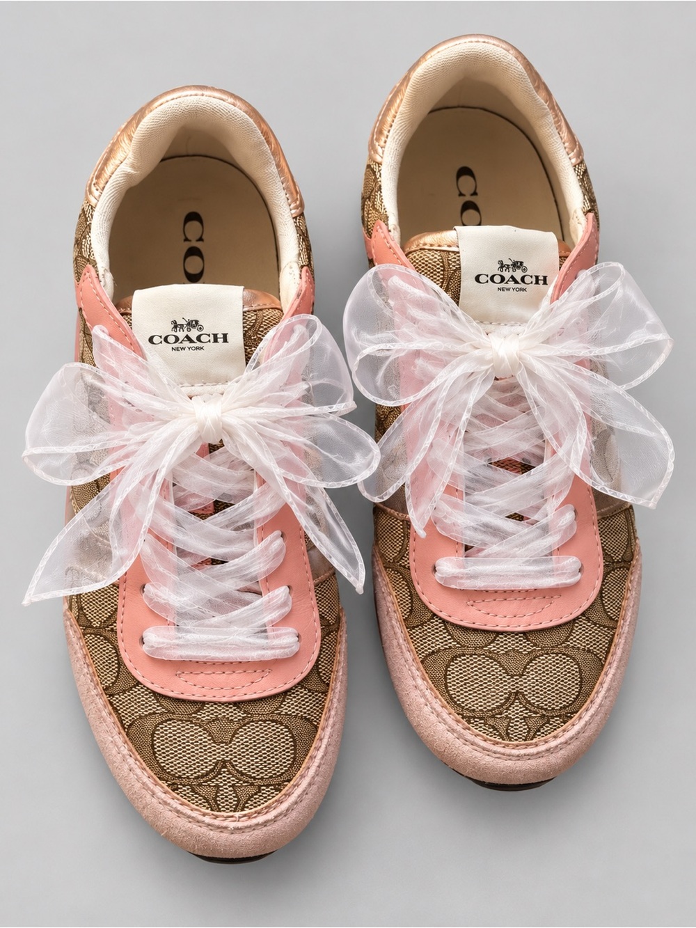 Coach C101 Signature Canvas Pink sneakers, style FG3490
